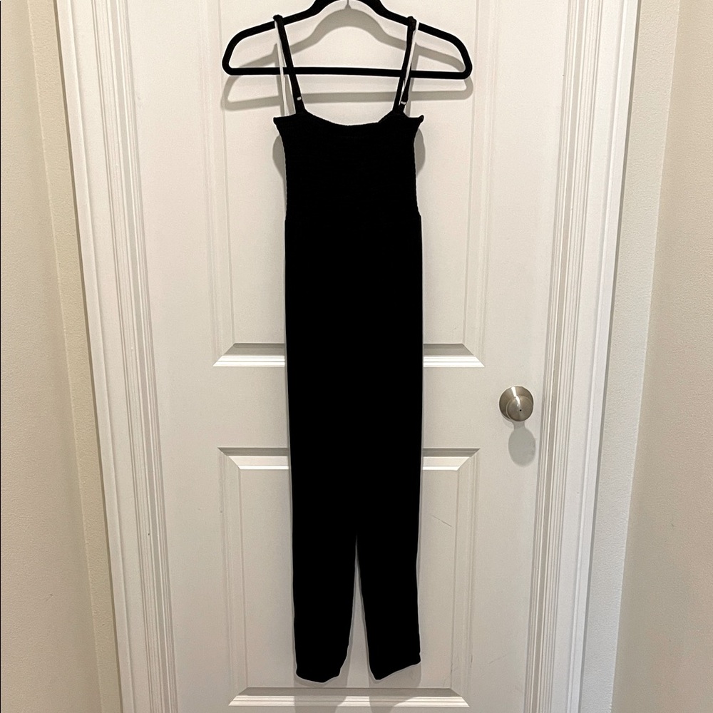 Posh Peanut Smocked Black Jumpsuit